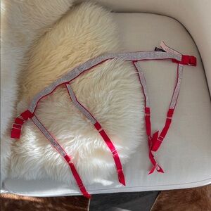 Victoria's Secret Red and Silver Crystal Garter Belt
